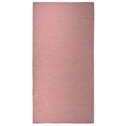 Buitenkleed Platgeweven 100 x 200 cm Rood