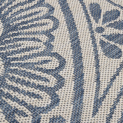 Buitenkleed Met Patroon Platgeweven Blauw 80 x 150 cm Blauw patroon