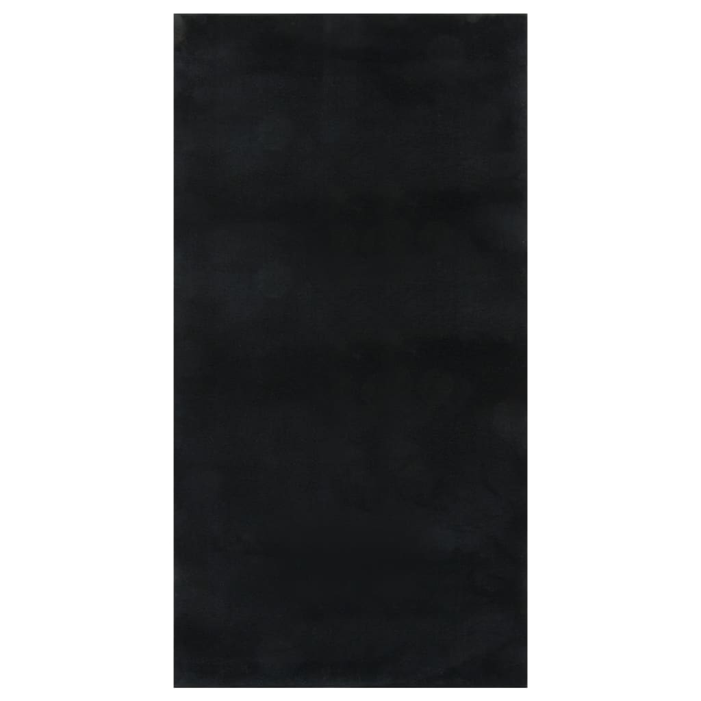 Vloerkleed Wasbaar Pluizig Korte Pool Anti-Slip 80 x 150 cm Zwart