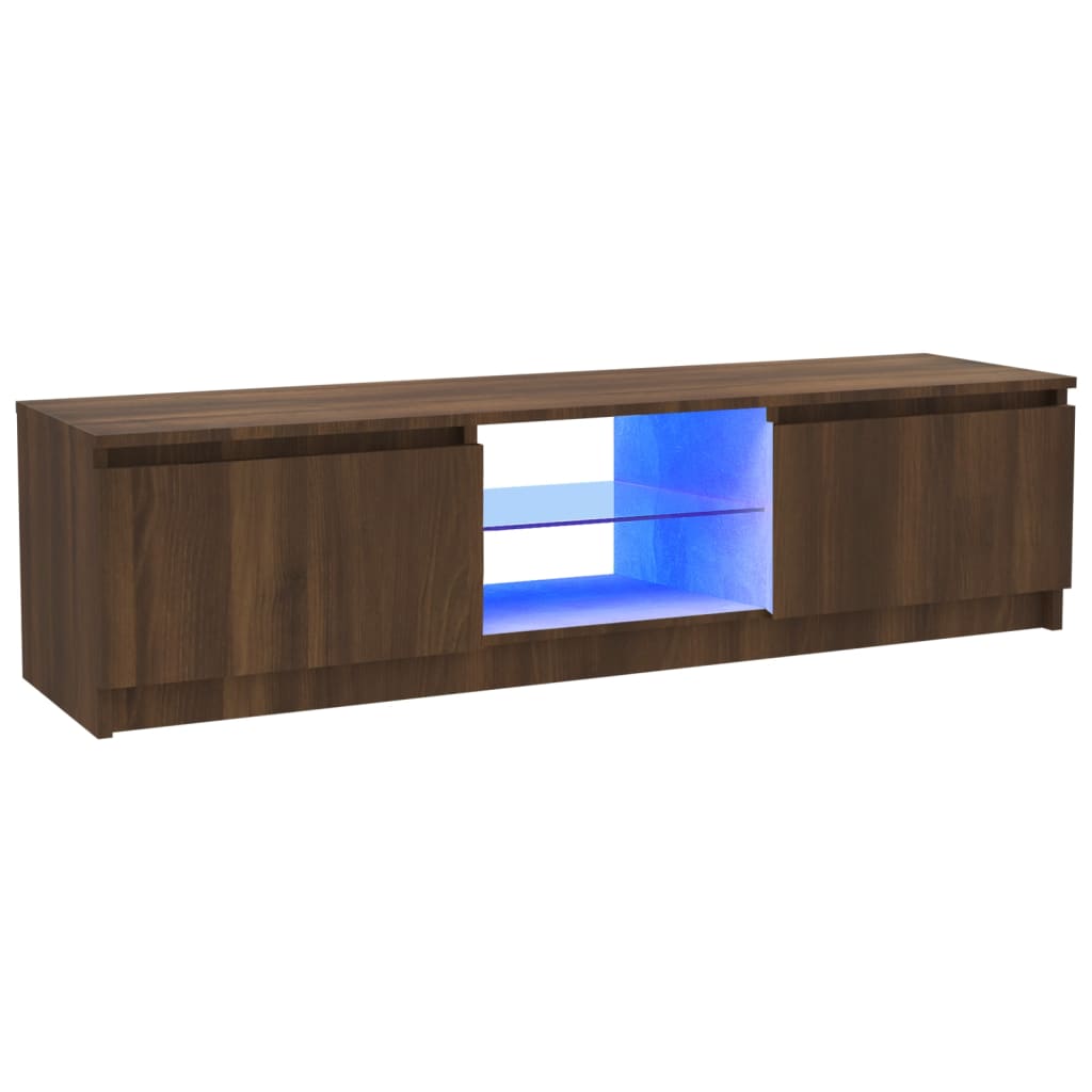 Tv-Meubel Met Led-Verlichting 120X30X35,5 Cm Bruin Eikenkleur 120 x 30 x 35.5 cm Bruineiken