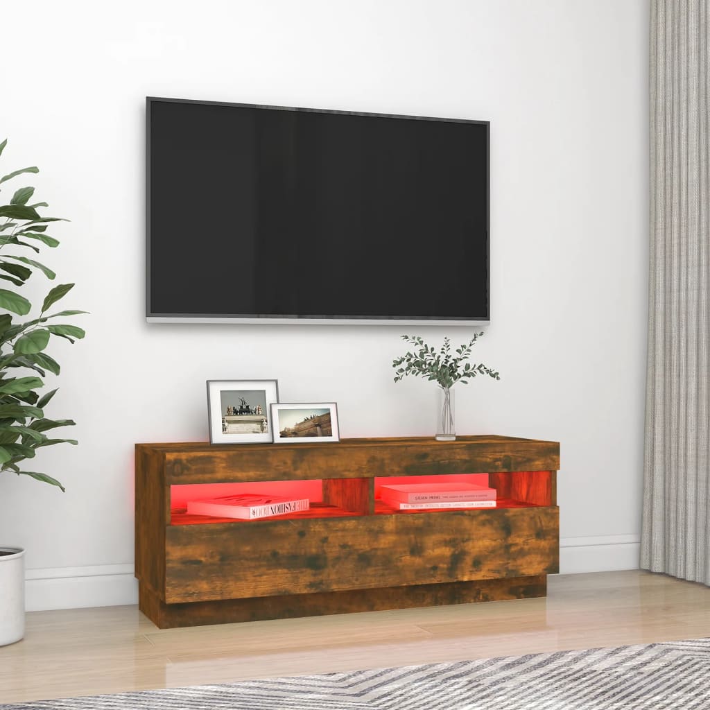 Tv-Meubel Met Led-Verlichting 100X35X40 Cm Gerookt Eikenkleurig 100 x 35 x 40 cm