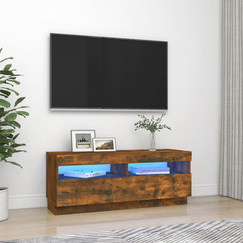 Tv-Meubel Met Led-Verlichting 100X35X40 Cm Gerookt Eikenkleurig 100 x 35 x 40 cm