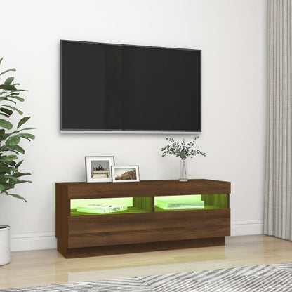 Tv-Meubel Met Led-Verlichting 100X35X40 Cm Bruineikenkleurig 100 x 35 x 40 cm bruin eikenkleur
