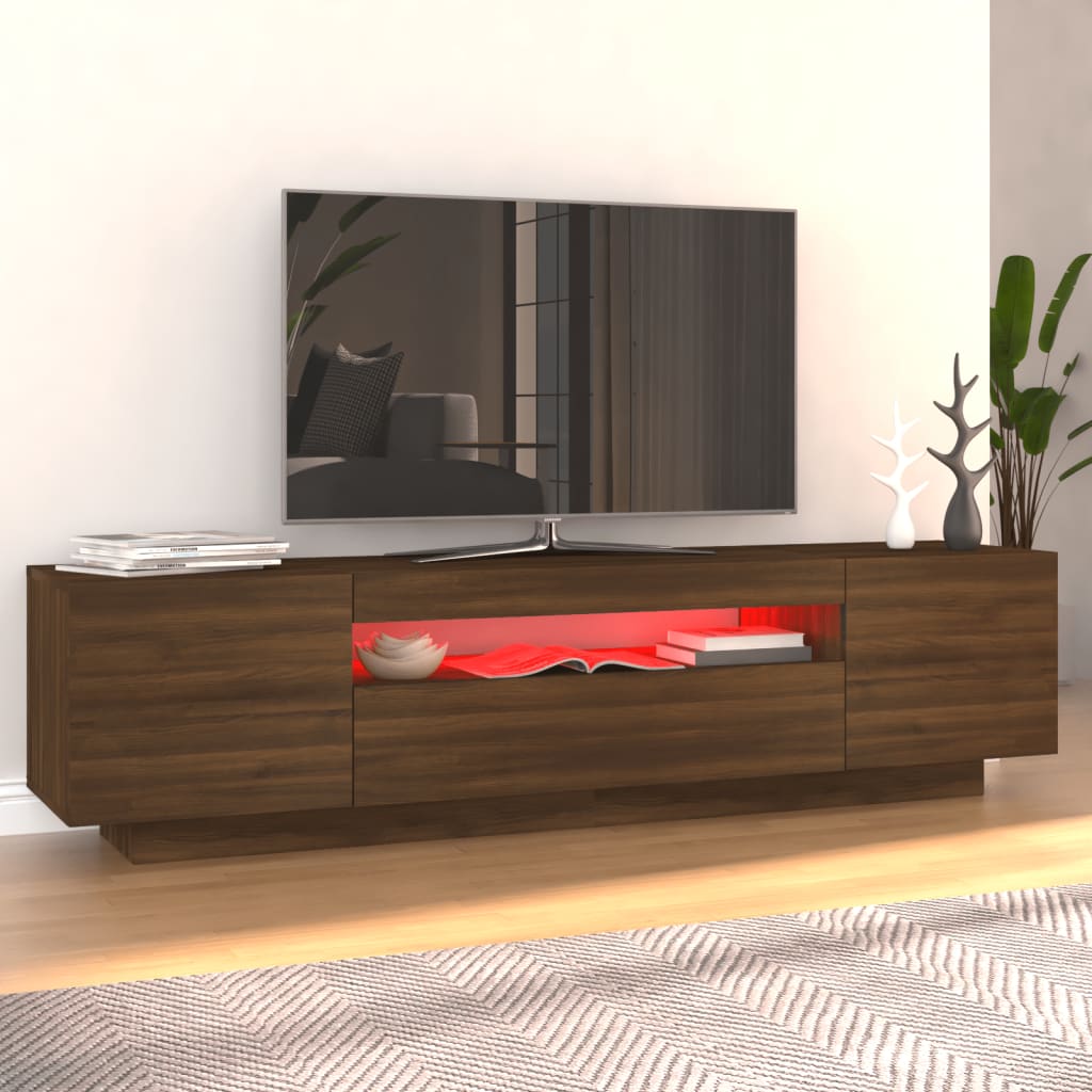 Tv-Meubel Met Led-Verlichting 160X35X40 Cm Bruineikenkleurig bruin eikenkleur