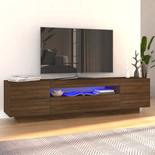 Tv-Meubel Met Led-Verlichting 160X35X40 Cm Bruineikenkleurig bruin eikenkleur
