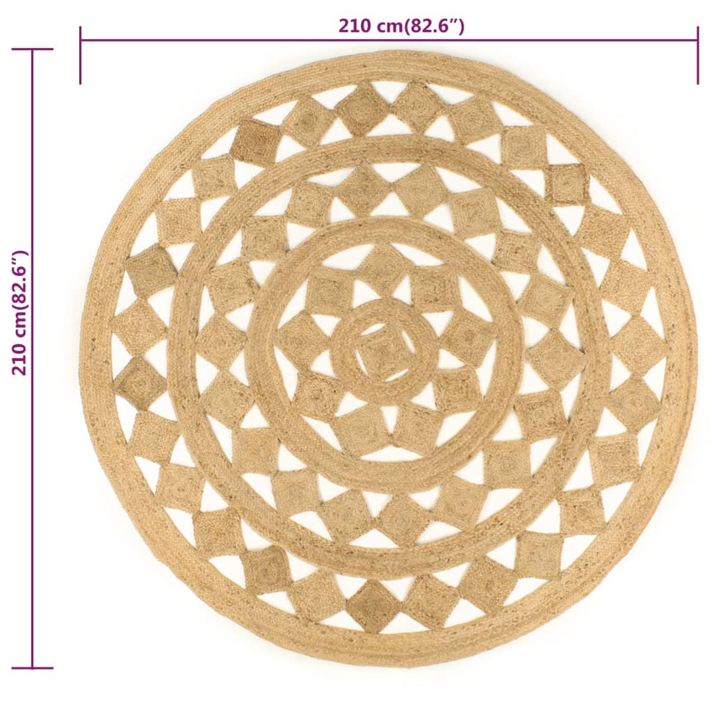 Vloerkleed Handgemaakt Gevlochten Jute 210 cm