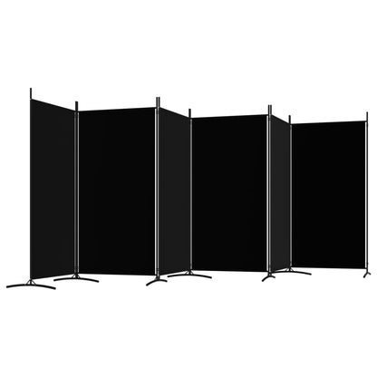 Kamerscherm Met 6 Panelen 520X180 Cm Stof Zwart 520 x 180 cm