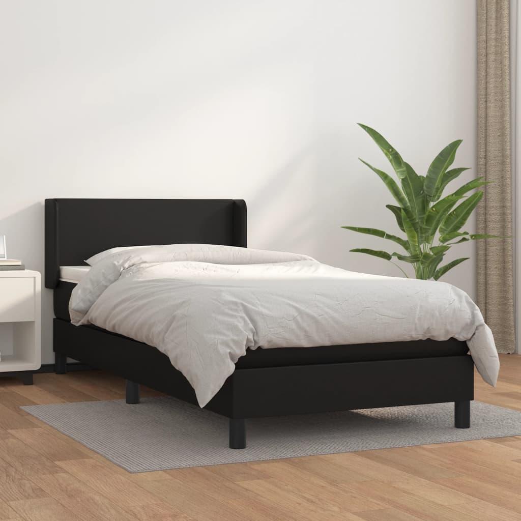 Boxspring Met Matras Kunstleer Zwart 90X190 Cm