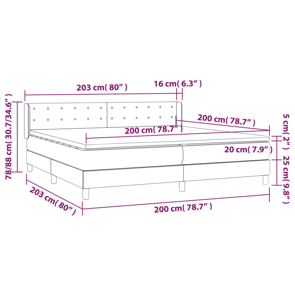 Boxspring Met Matras Kunstleer Zwart 200X200 Cm