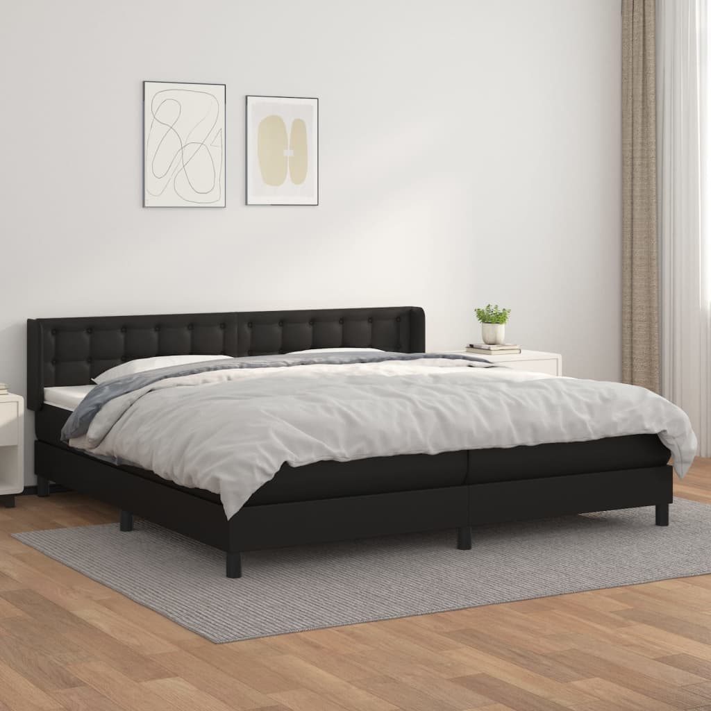 Boxspring Met Matras Kunstleer Zwart 200X200 Cm