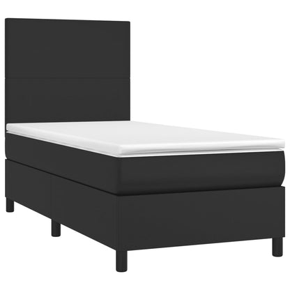 Boxspring Met Matras En Led Kunstleer Zwart 80X200 Cm