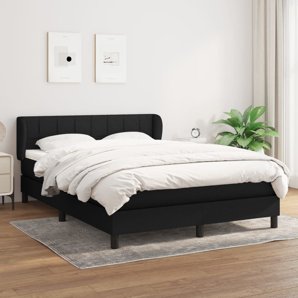 Boxspring Met Matras Stof Zwart 140X190 Cm