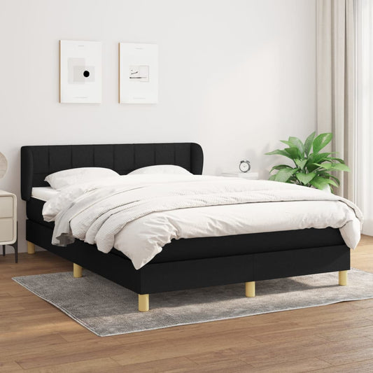 Boxspring Met Matras Stof Zwart 140X190 Cm