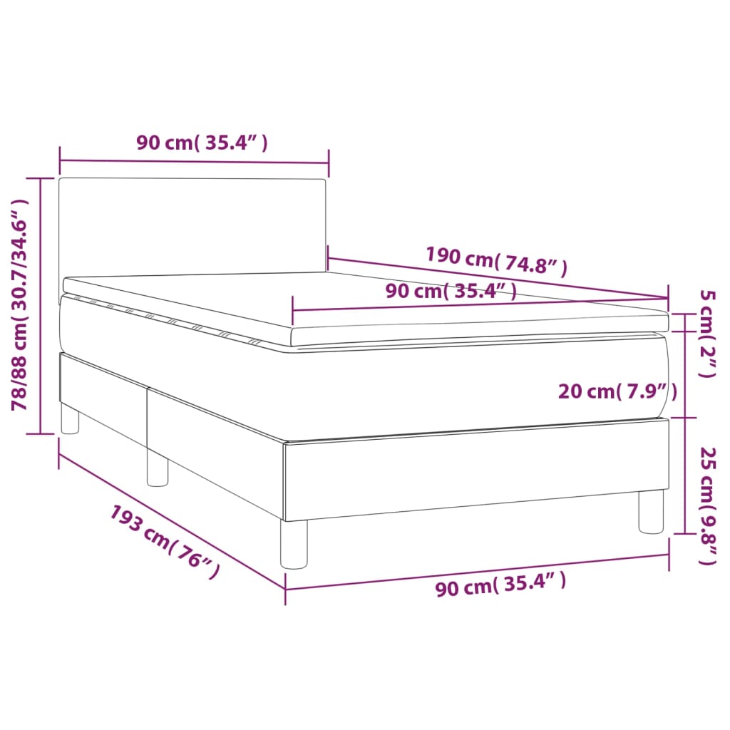 Boxspring Met Matras Kunstleer Zwart 90X190 Cm