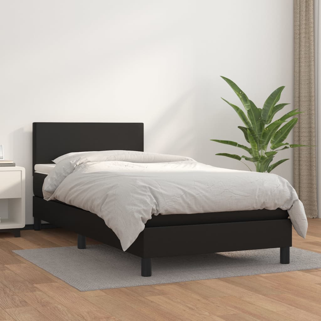 Boxspring Met Matras Kunstleer Zwart 90X190 Cm