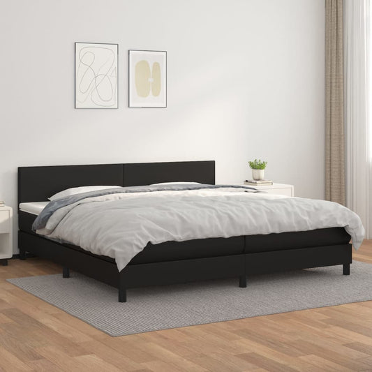 Boxspring Met Matras Kunstleer Zwart 200X200 Cm