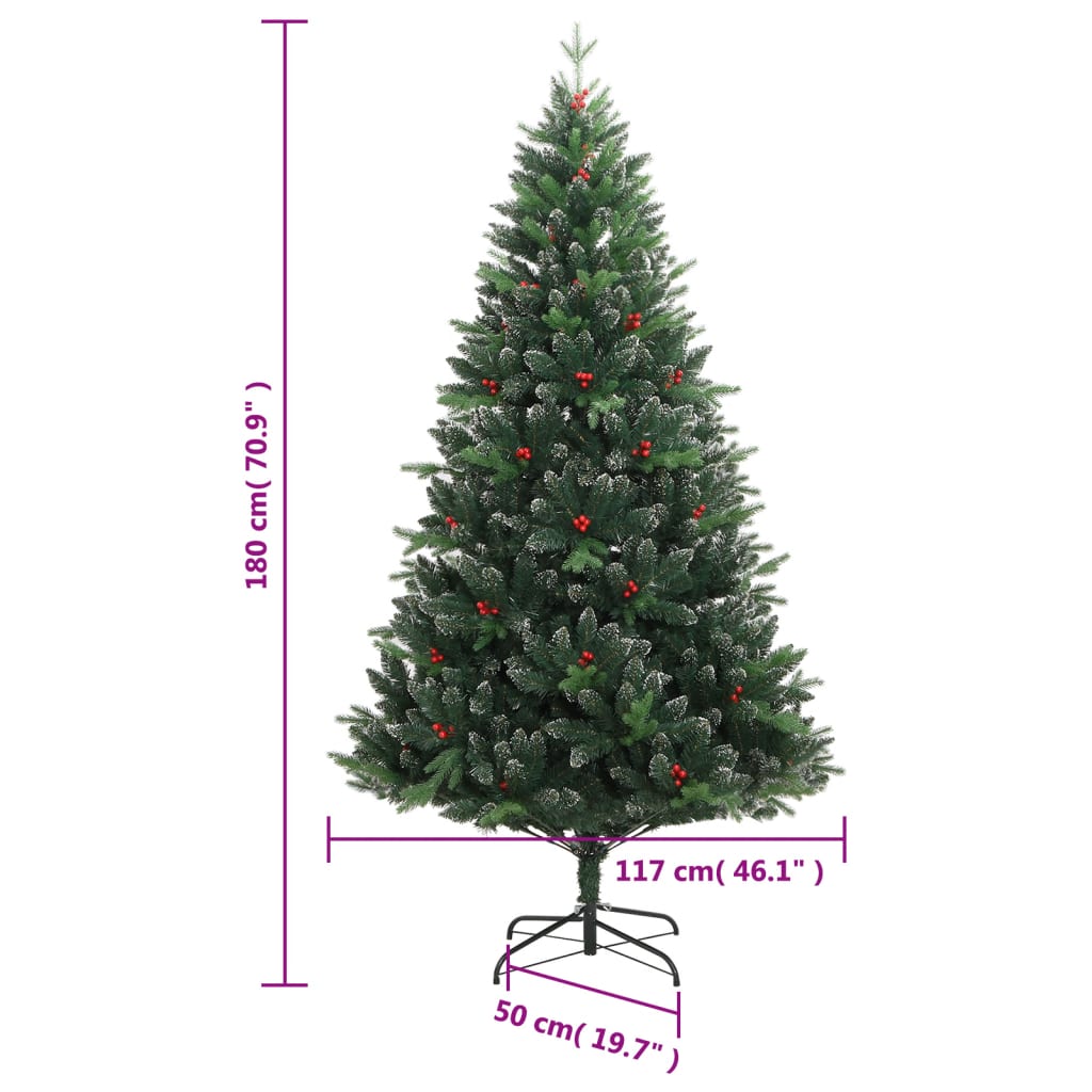 Kunstkerstboom met scharnieren en rode bessen 180 cm