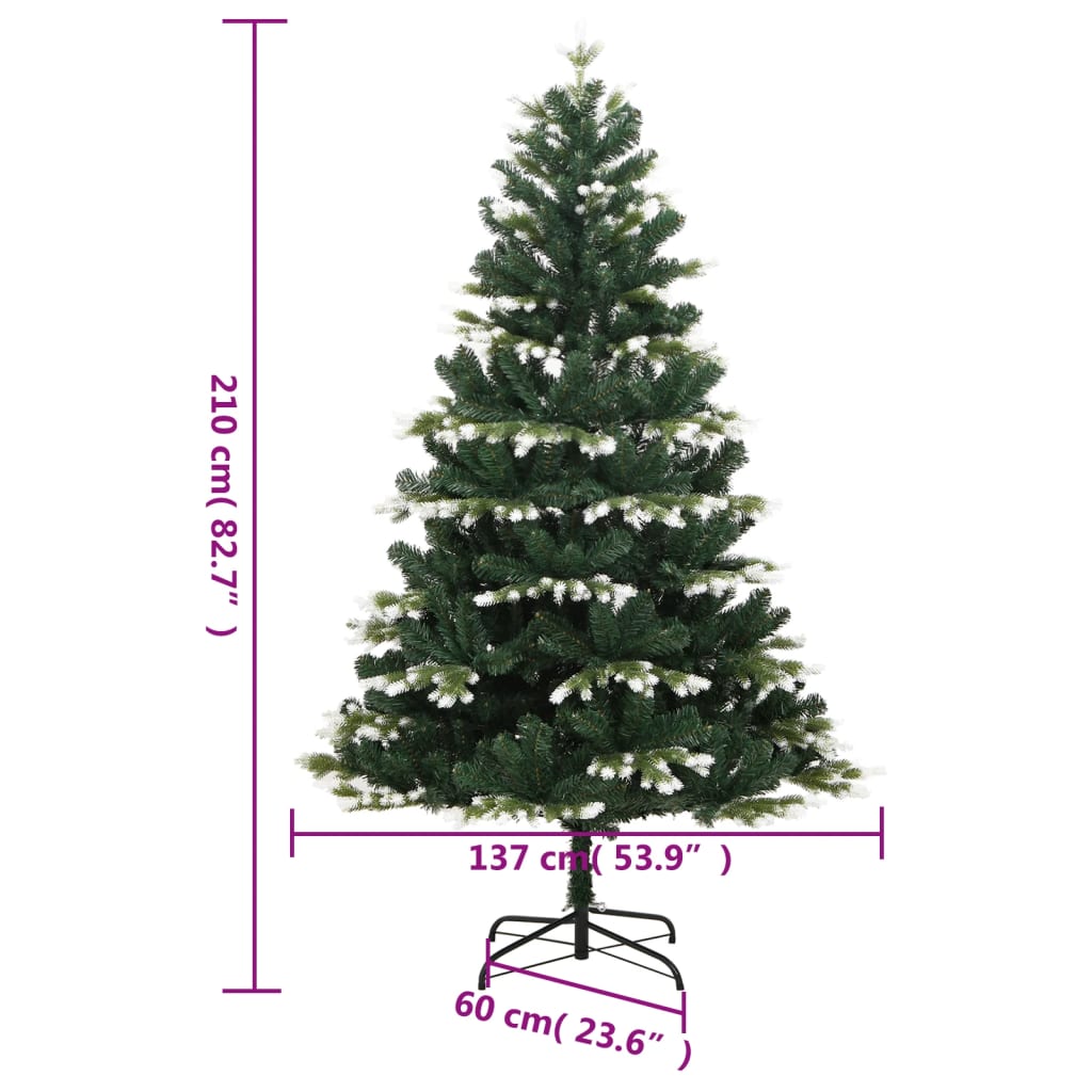 Kunstkerstboom met scharnieren en sneeuw 210 cm