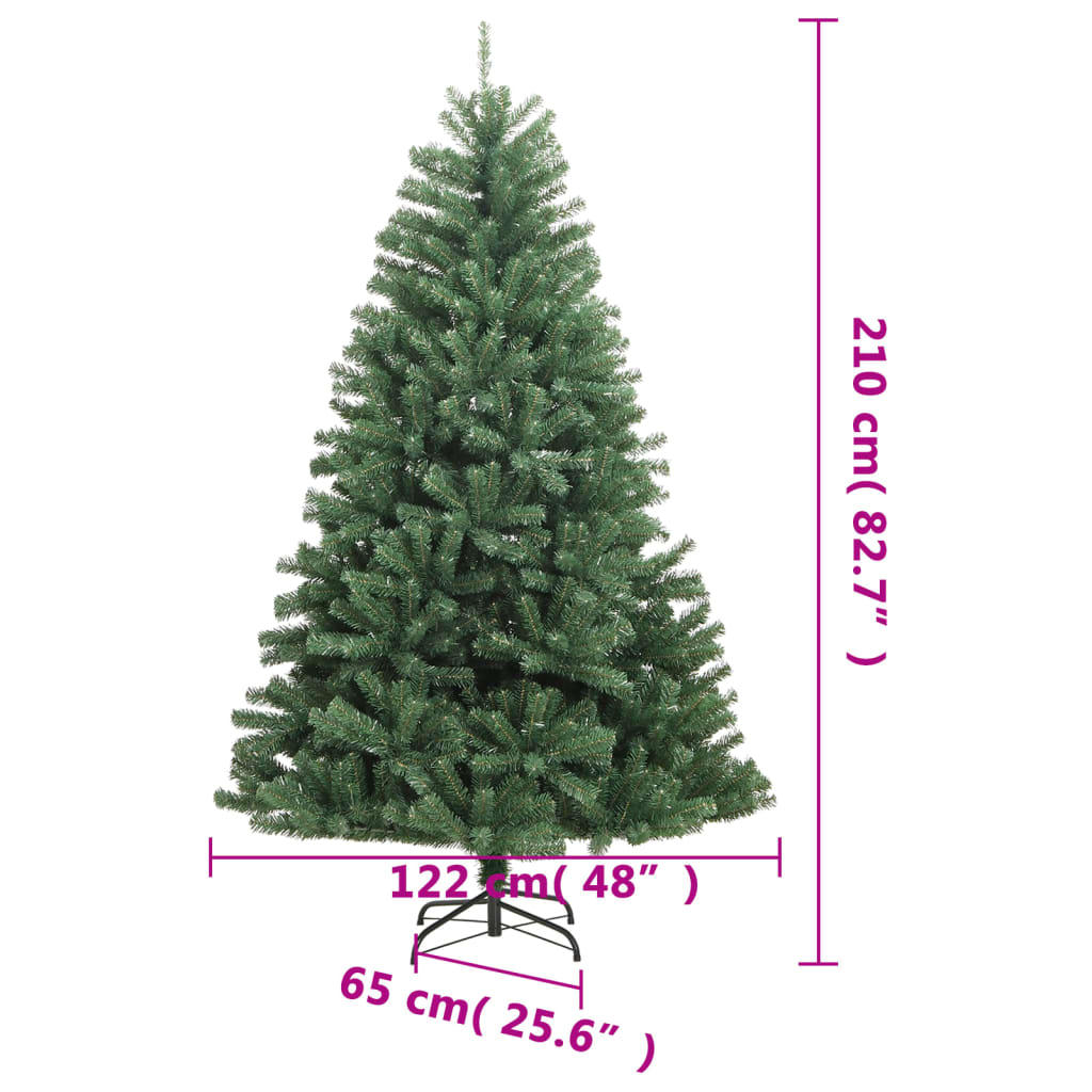 Kunstkerstboom met scharnieren en standaard 210 cm groen