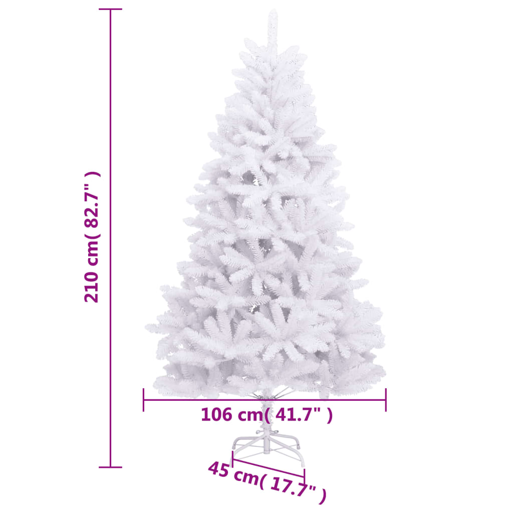 Kunstkerstboom met scharnieren met standaard 210 cm wit