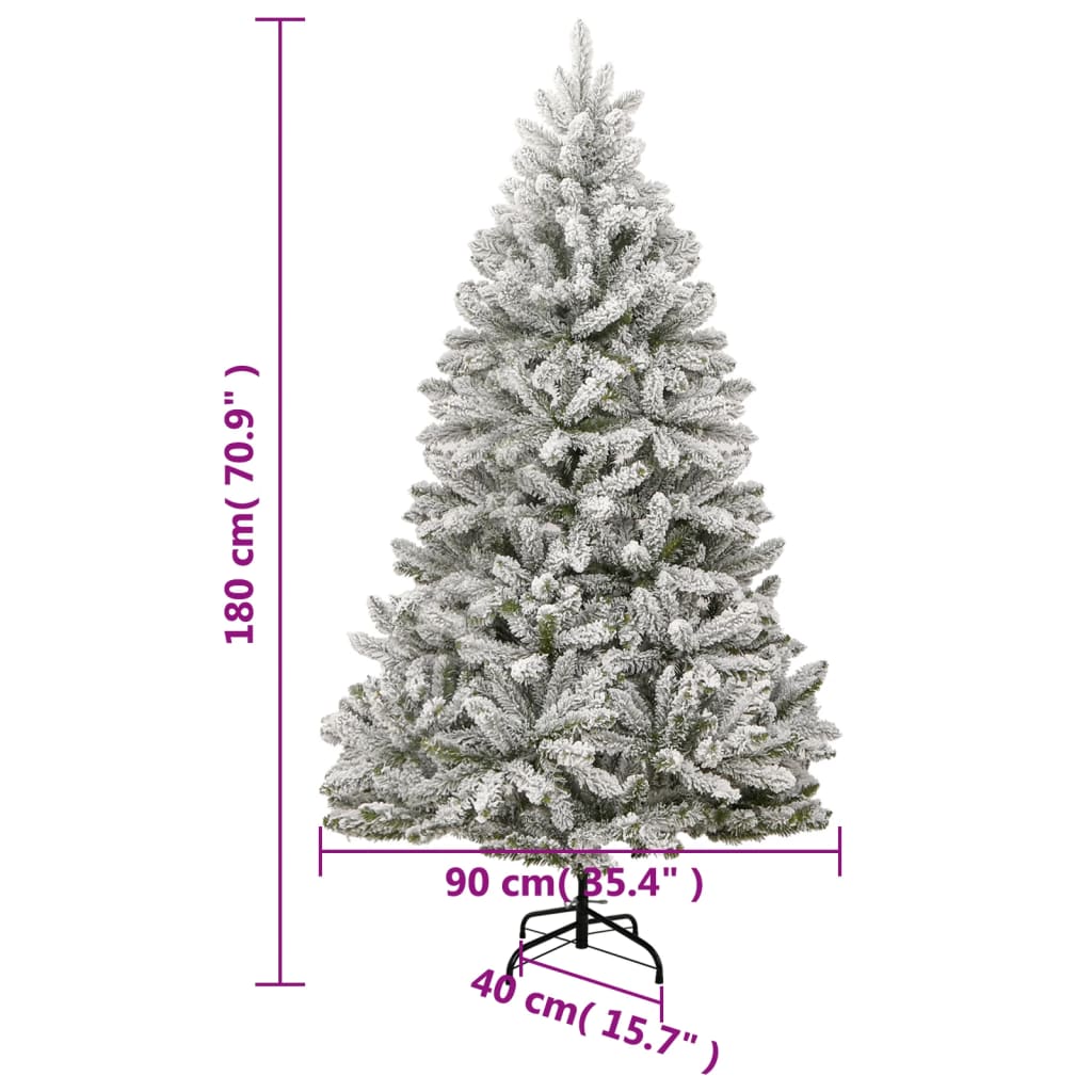 Kunstkerstboom met scharnieren en sneeuw 180 cm