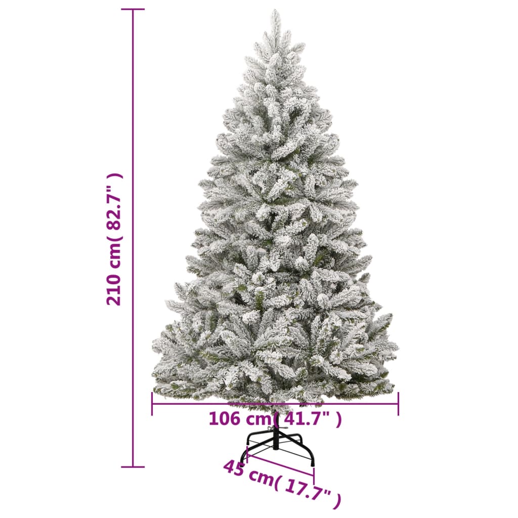 Kunstkerstboom met scharnieren en sneeuw 210 cm