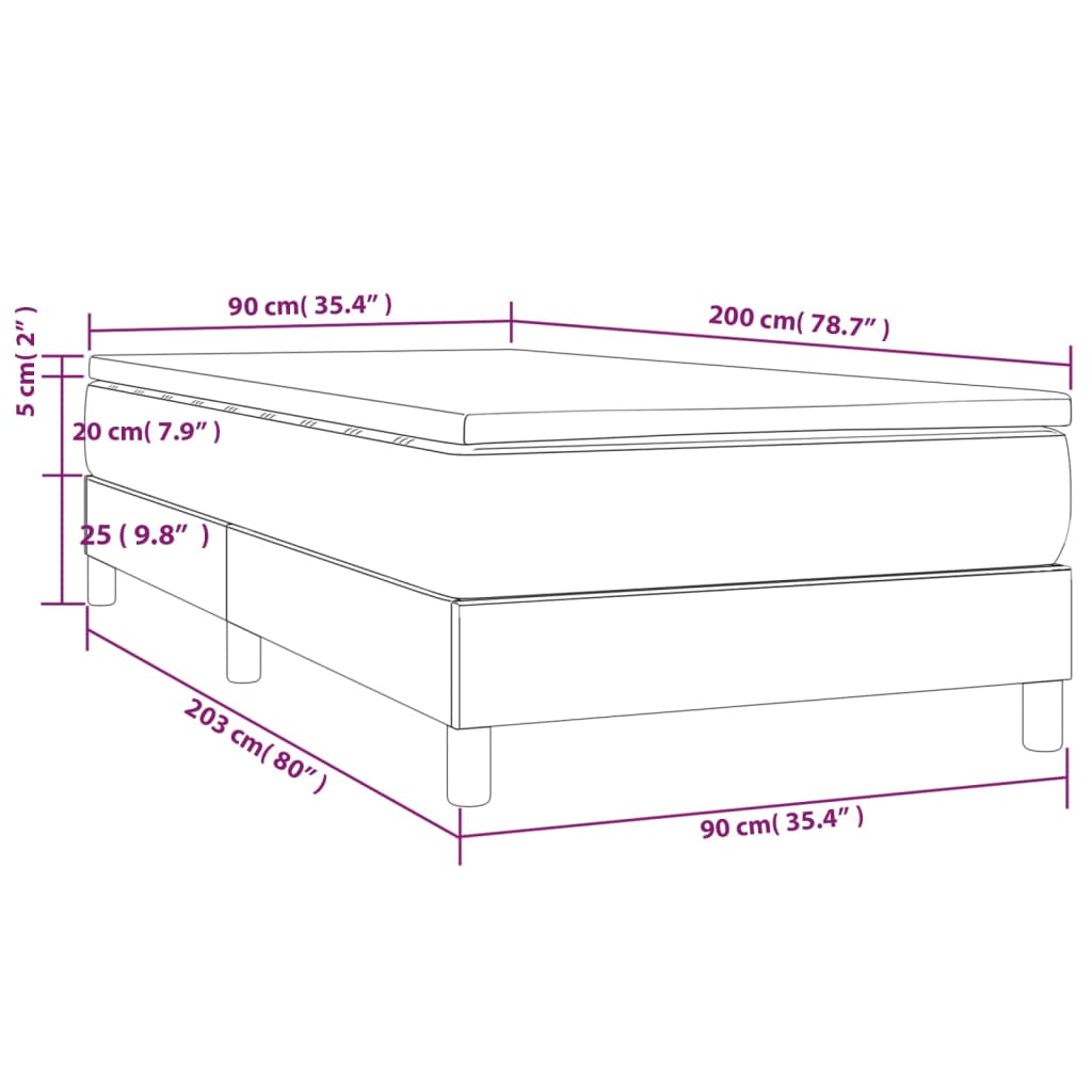 Boxspring Met Matras Stof Zwart 90X200 Cm