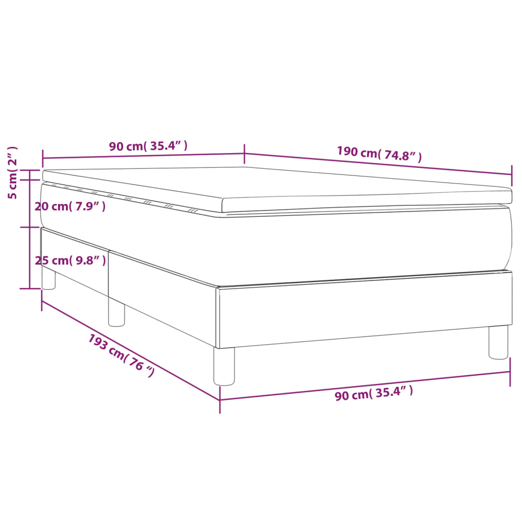 Boxspring Met Matras Fluweel Zwart 90X190 Cm