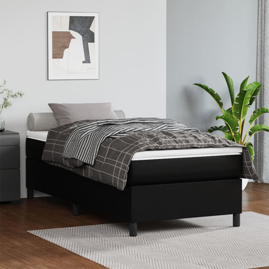 Boxspring Met Matras Kunstleer Zwart 90X190 Cm