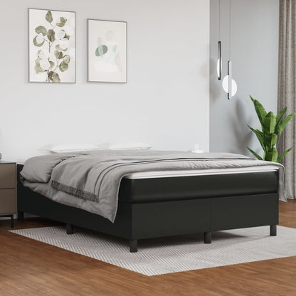 Boxspring Met Matras Kunstleer Zwart 140X200 Cm