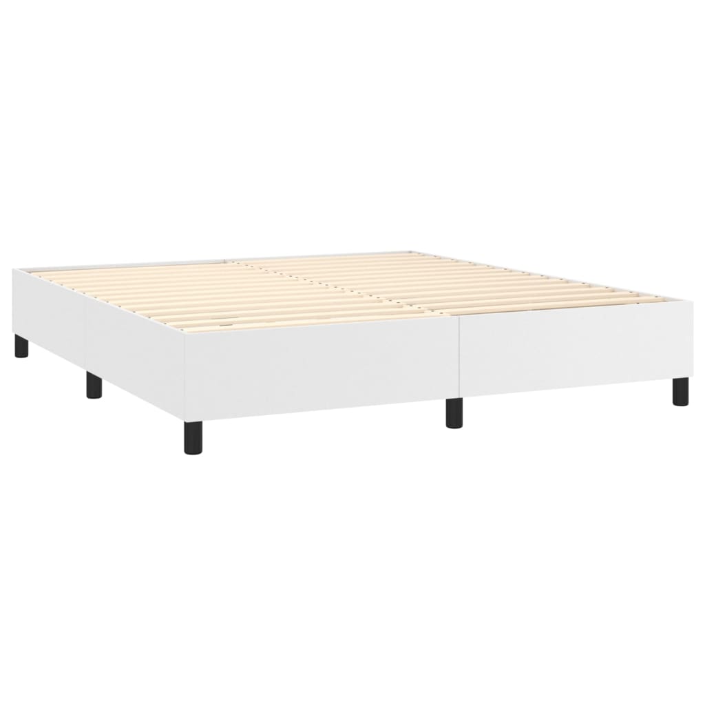 Boxspring Met Matras Kunstleer Wit 160X200 Cm