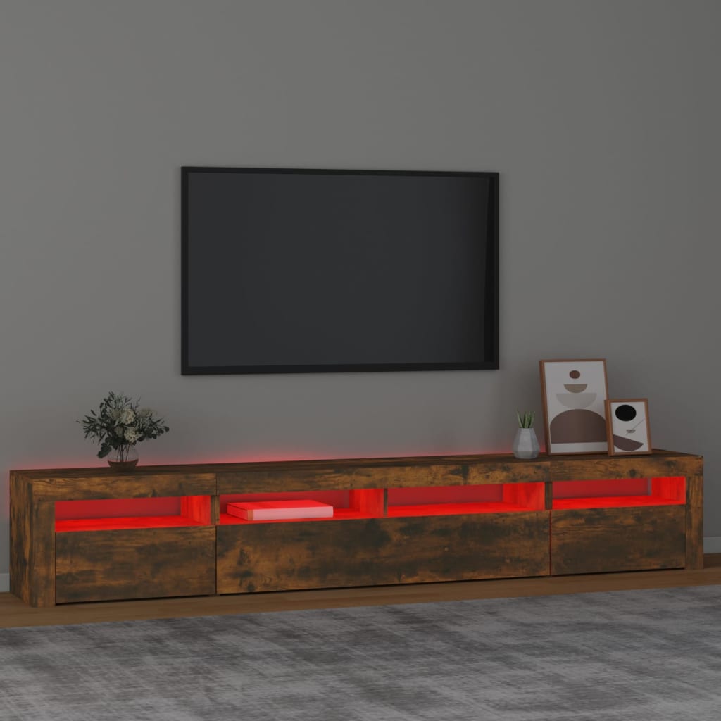 Tv-Meubel Met Led-Verlichting 240X35X40 Cm Gerookt Eikenkleurig 1 240 x 35 x 40 cm