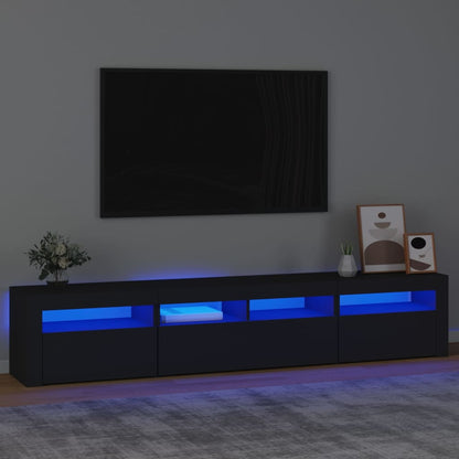 Tv-Meubel Met Led-Verlichting 210X35X40 Cm Zwart 210 x 35 x 40 cm