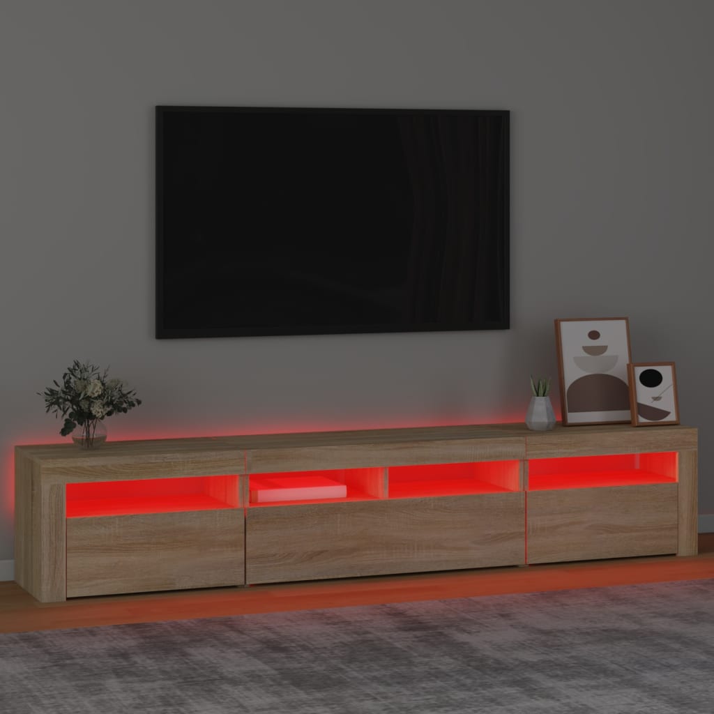 Tv-Meubel Met Led-Verlichting 210X35X40 Cm Sonoma Eikenkleurig 210 x 35 x 40 cm