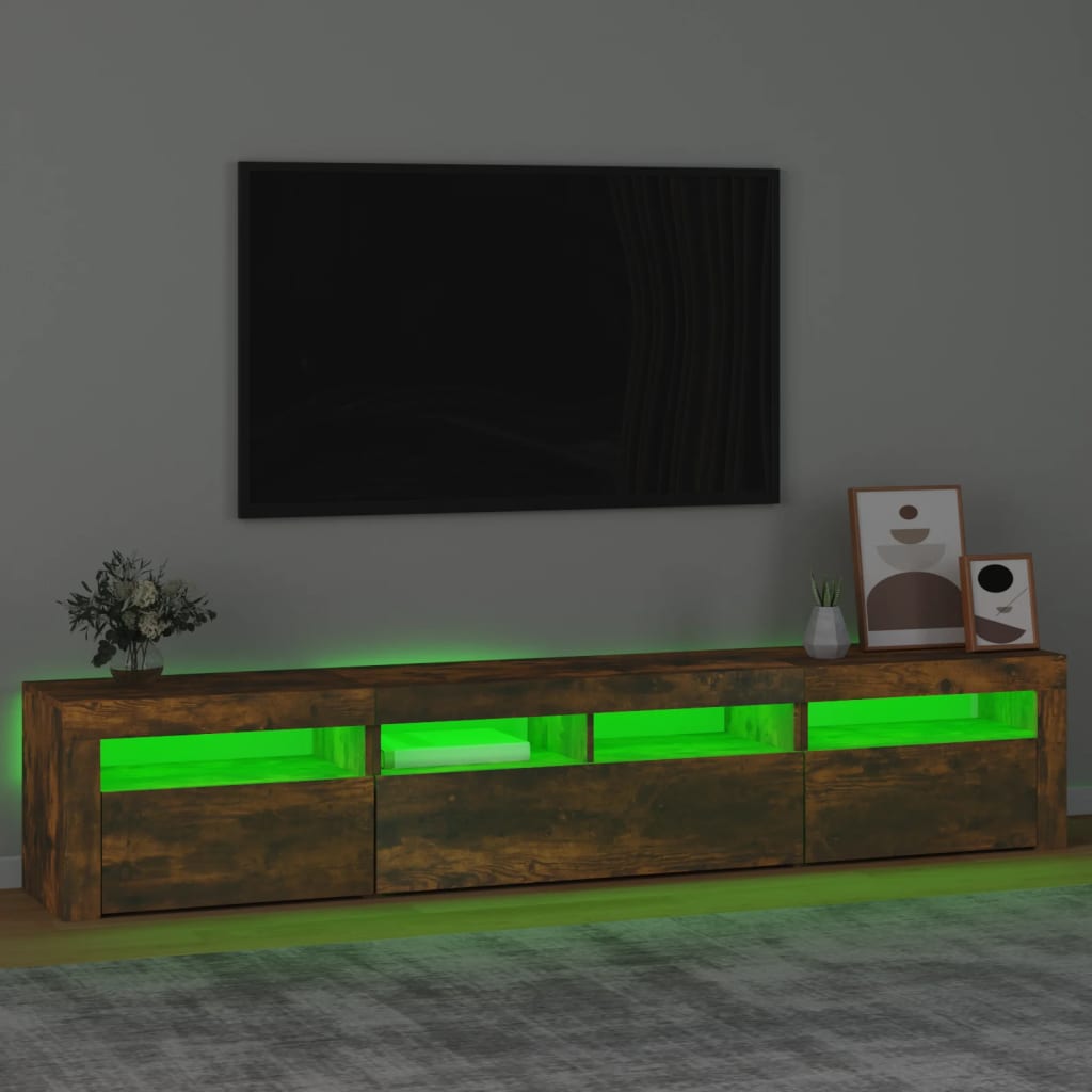 Tv-Meubel Met Led-Verlichting 210X35X40 Cm Gerookt Eikenkleurig 210 x 35 x 40 cm
