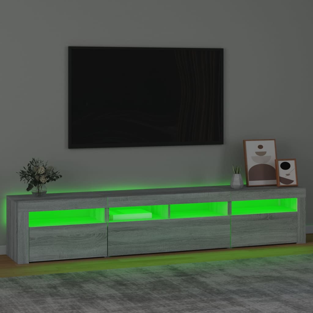 Tv-Meubel Met Led-Verlichting 210X35X40 Cm Grijs Sonoma Eiken 210 x 35 x 40 cm