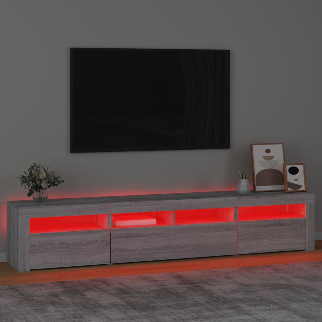 Tv-Meubel Met Led-Verlichting 210X35X40 Cm Grijs Sonoma Eiken 210 x 35 x 40 cm