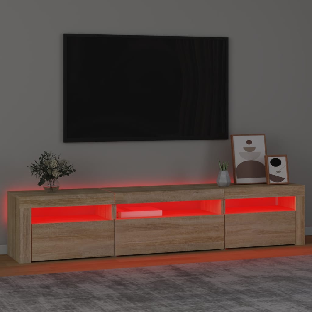 Tv-Meubel Met Led-Verlichting 195X35X40 Cm Sonoma Eikenkleurig 195 x 35 x 40 cm