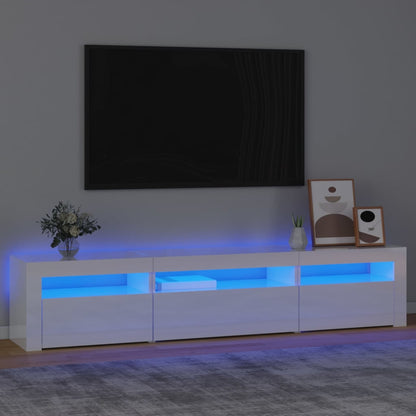Tv-Meubel Met Led-Verlichting 195X35X40 Cm Hoogglans Wit 195 x 35 x 40 cm