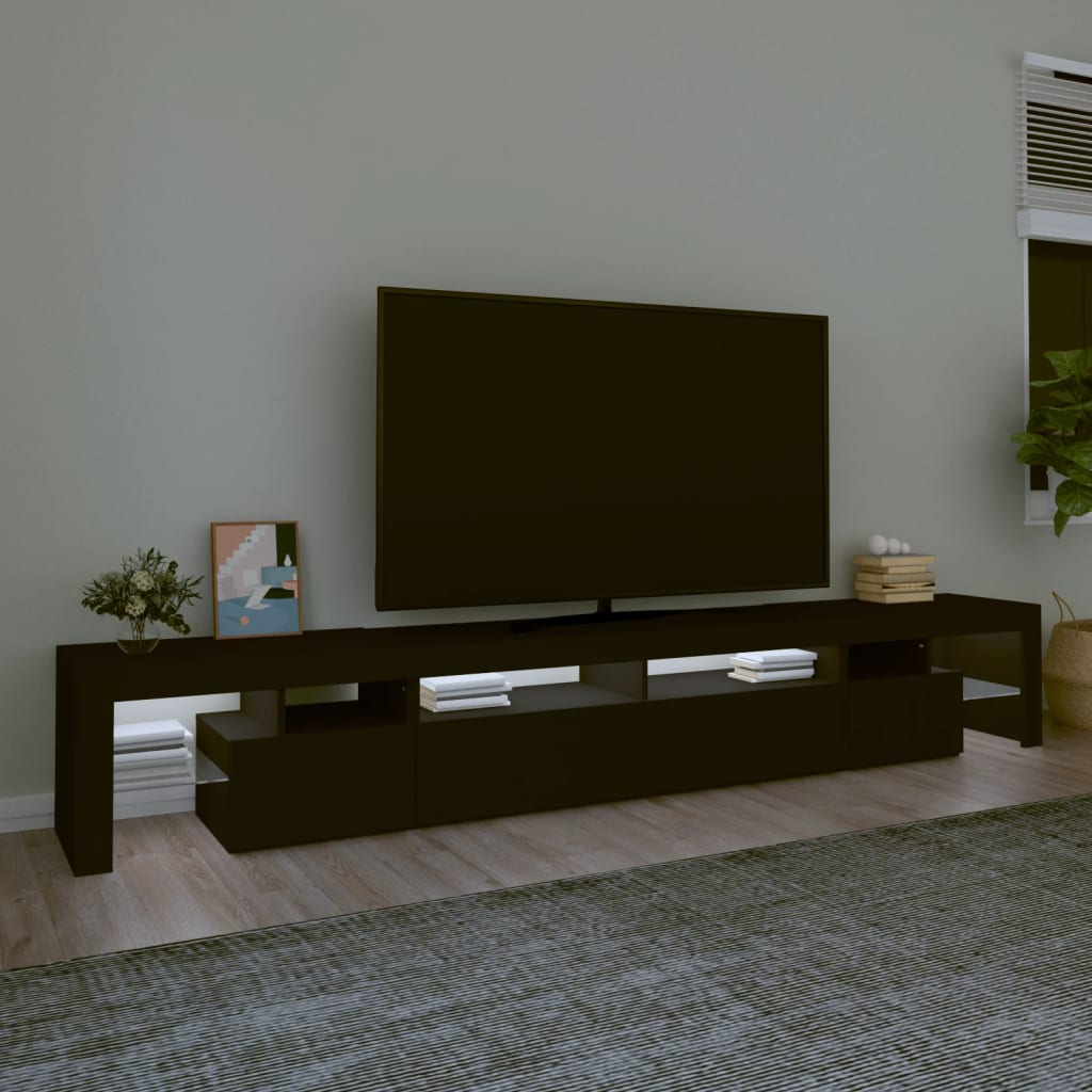 Tv-Meubel Met Led-Verlichting 260X36,5X40 Cm Zwart 1 260 x 36.5 x 40 cm