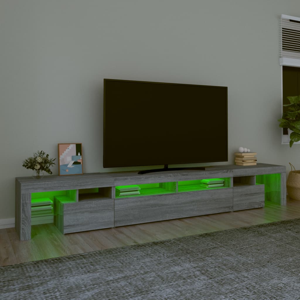 Tv-Meubel Met Led-Verlichting 260X36,5X40 Cm Grijs Sonoma Eiken 1 260 x 36.5 x 40 cm