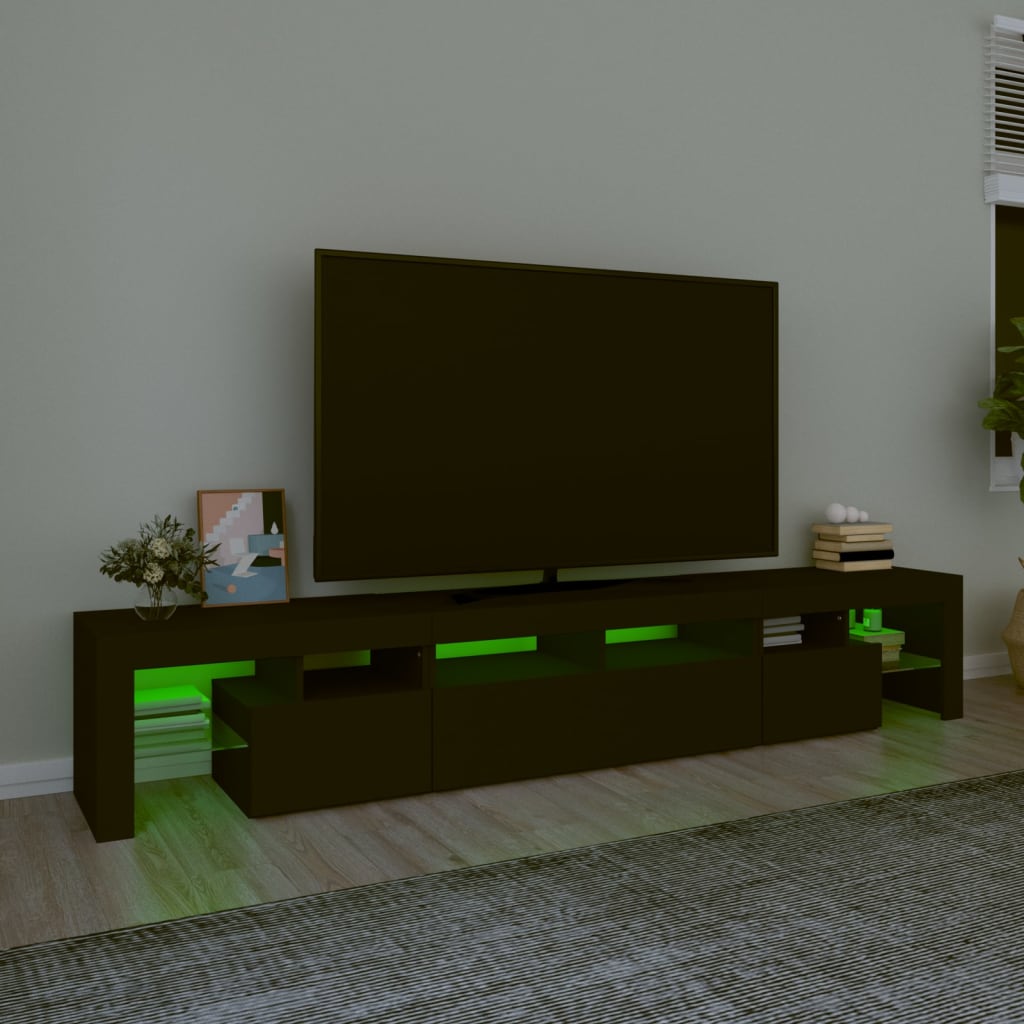 Tv-Meubel Met Led-Verlichting 230X36,5X40 Cm Zwart 1 230 x 36.5 x 40 cm