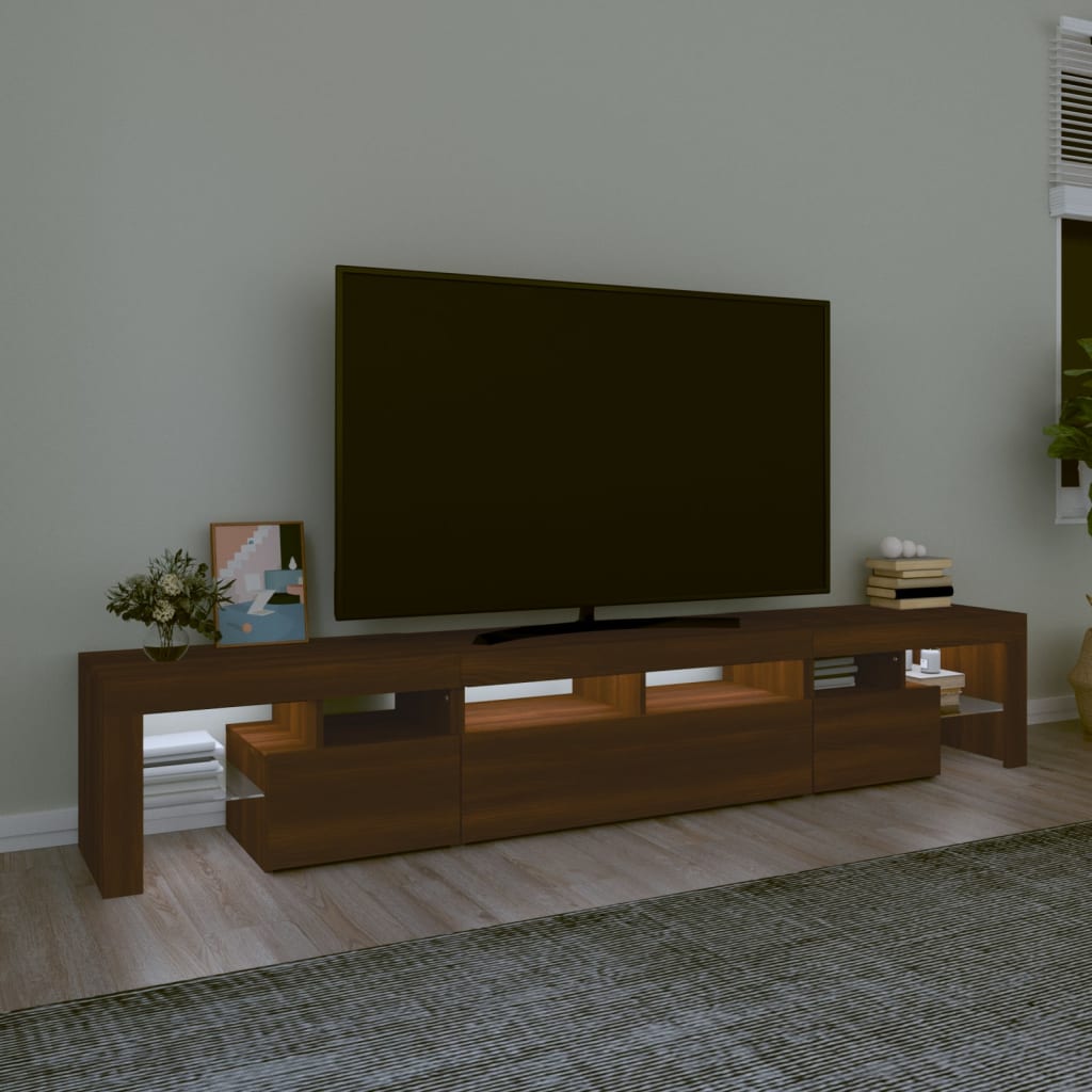 Tv-Meubel Met Led-Verlichting 230X36,5X40 Cm Bruineikenkleurig 1 230 x 36.5 x 40 cm bruin eikenkleur