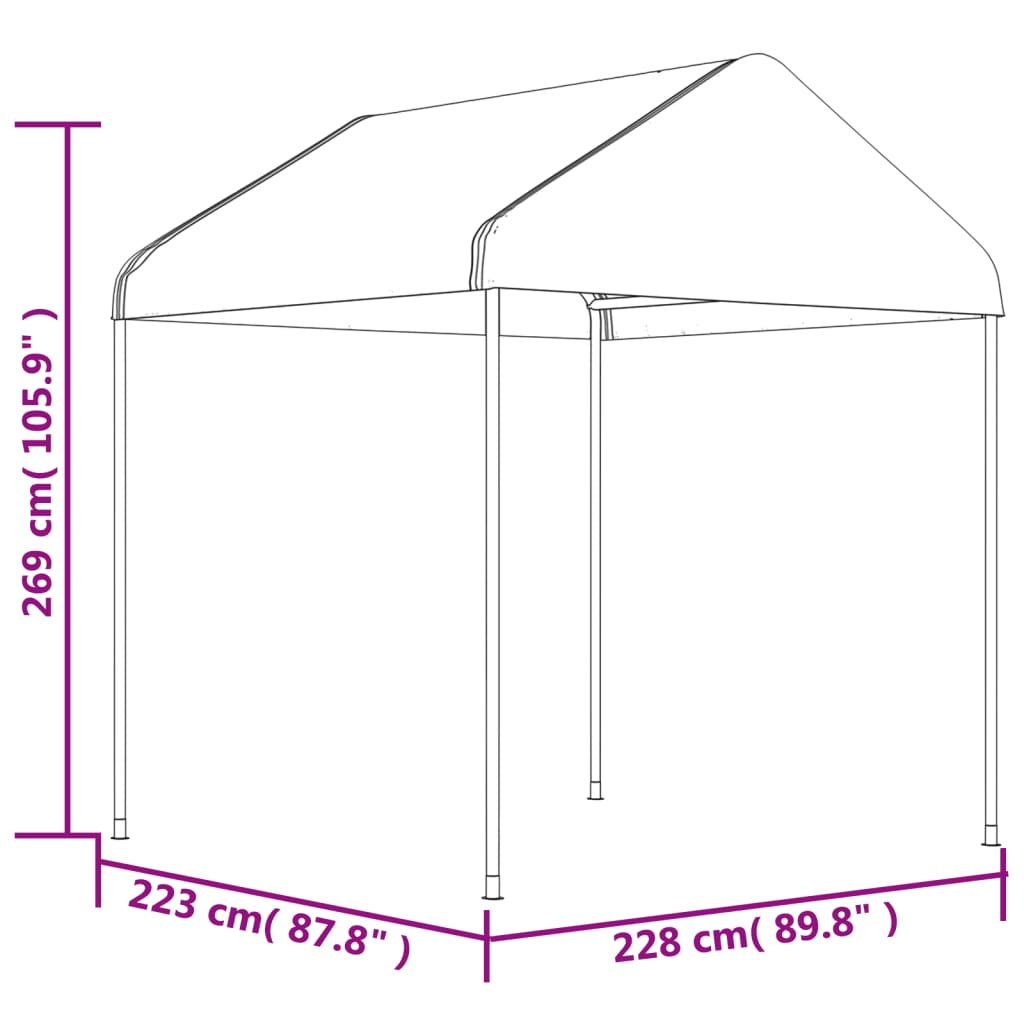 Prieel Met Dak 6,69X2,28X2,69 M Polyetheen Wit