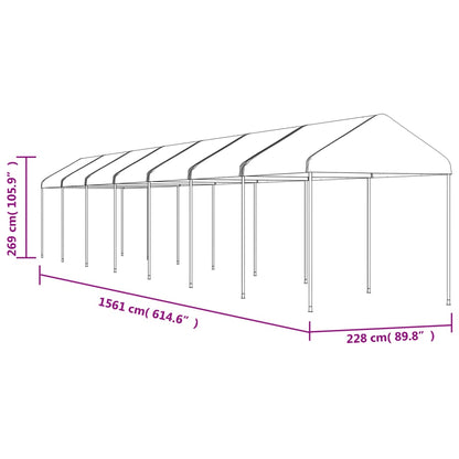 Prieel Met Dak 15,61X2,28X2,69 M Polyetheen Wit