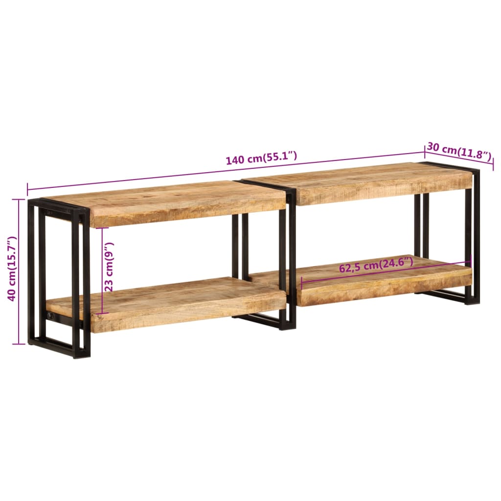 Tv-Meubel 140X30X40 Cm Massief Mangohout 140 x 30 x 40 cm Zwart