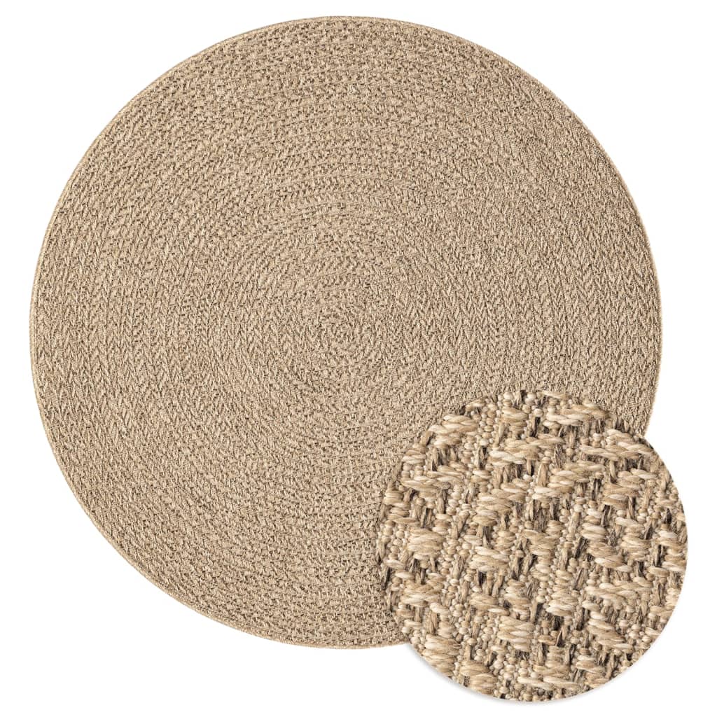 Vloerkleed 90 Cm Voor Binnen En Buiten Jute Look Ø 90 cm Rond