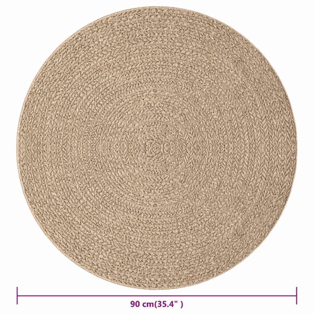 Vloerkleed 90 Cm Voor Binnen En Buiten Jute Look Ø 90 cm Rond