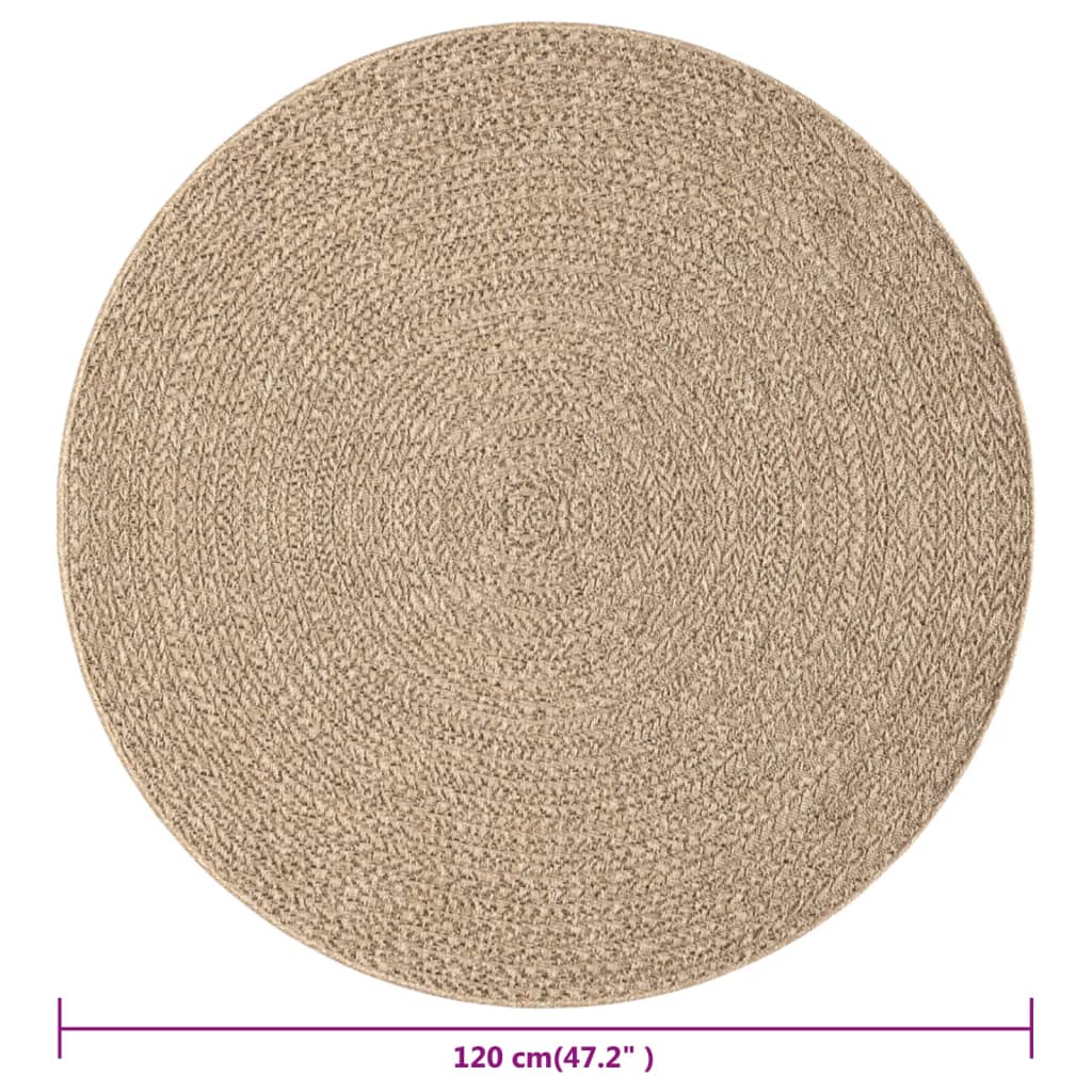 Vloerkleed 120 Cm Voor Binnen En Buiten Jute Look Ø 120 cm Rond