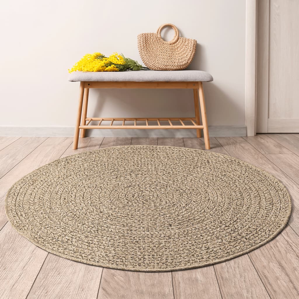 Vloerkleed 160 Cm Voor Binnen En Buiten Jute Look Ø 160 cm Rond